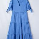  Tiered Gingham Bow Tie Midi Dress | S-XL