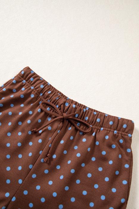 Polka Chic Drawstring Wide-Leg Lounge Set | S-XL