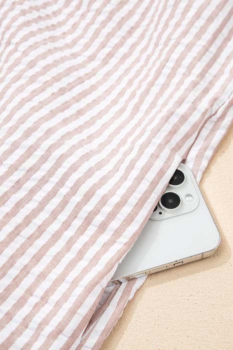 Striped Collar Half Sleeve Shirt Maxi Dress | S-XL