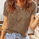  Leopard Print Crew Neck Tee | S-XL