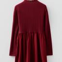  Frilled Neck Ribbed Knit Patchwork Mini Dress | S-XL