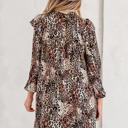  Leopard Print Ruffled Long Sleeve Mini Dress | S-XL