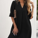  Ruffled Sleeve Shift Dress