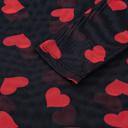  Valentines Heart Printed Sheer Mesh Long Sleeve Top | S-XL