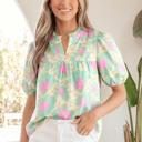  Floral Grace Bubble Sleeve Blouse | S-XL