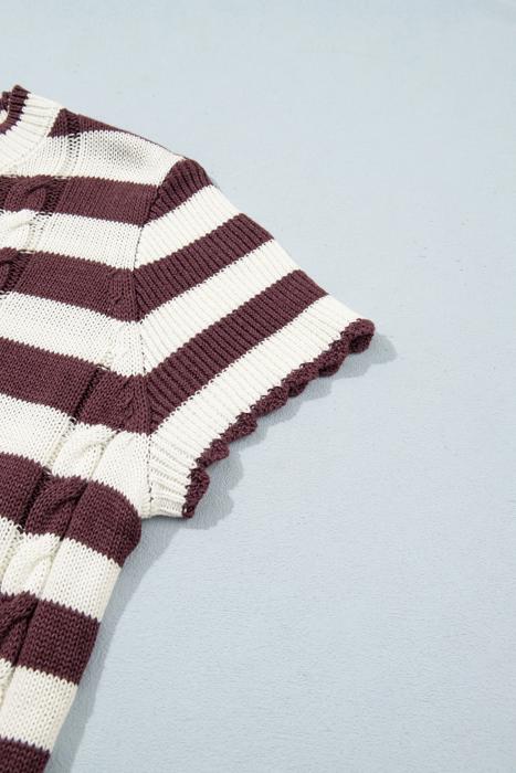 Stripe & Stitch Knit Cable Sweater | S-XL