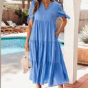 Tiered Gingham Bow Tie Midi Dress | S-XL