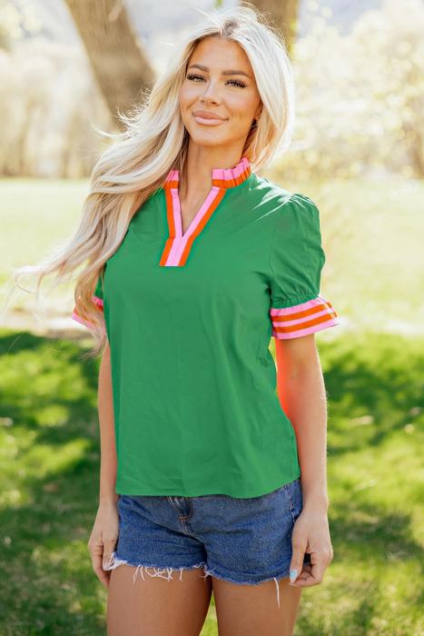 Flame Stripe Ruffle Blouse | S-XL