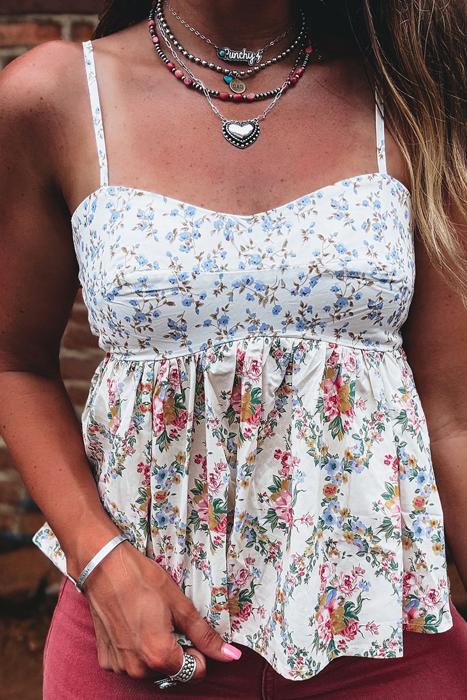 Floral Spaghetti Strap Babydoll Top | S-XL