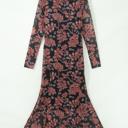  Midnight Bloom Retro Floral Mesh Dress | S-XL