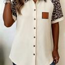  Ribbed Leopard Patchwork Button Shirt | S-XL
