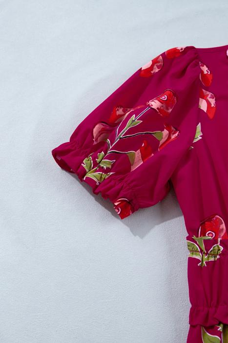 Floral Print V Neck Maxi Dress | S-XL