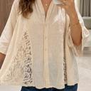  Sheer Lace Splice Bracelet Sleeve Loose Shirt | S-XL