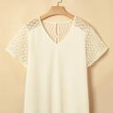  Lace Trim Cutout V-Neck Waffle Knit Button Blouse | S-XL