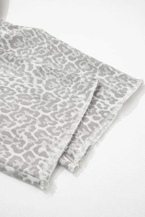 High Waisted Leopard Wide Leg Jeans