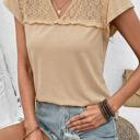  Sheer Lace Split Neck Ruffle Blouse | S-XL