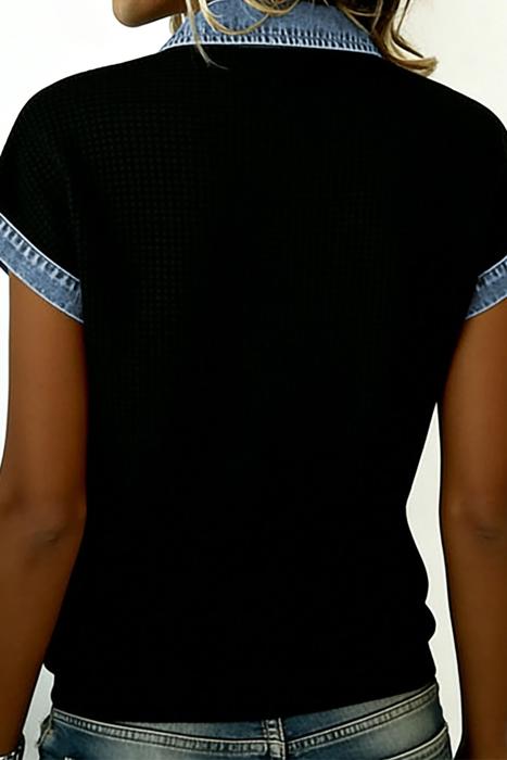 Textured Knit Colorblock Button-Down Shirt | S-XL