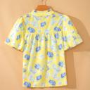  Floral Print Bubble Sleeve Blouse | S-XL