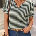  Notched V-Neck Textured Knit Short Sleeve Top | S-XL