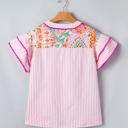  Boho Mixed Print Tiered Short Sleeve Blouse | S-XL