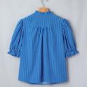  Short Puff Sleeve Stripe Ruffle Blouse | S-XL