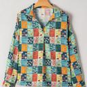  Spring Boho Bloom Print Roll Up Sleeve Blouse | S-XL