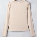  Solid Color Frill Detail Long Sleeve Top | S-XL
