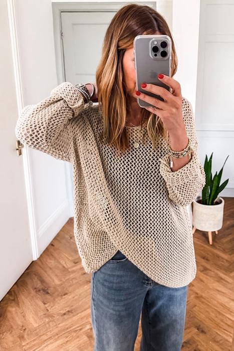 Crochet Open-Knit Sweater Top | S-XL