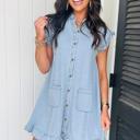  Classic Chic Ruffle Collar Denim Dress | S-XL