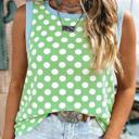  Round Neck Contrast Polka Dot Tank | S-XL