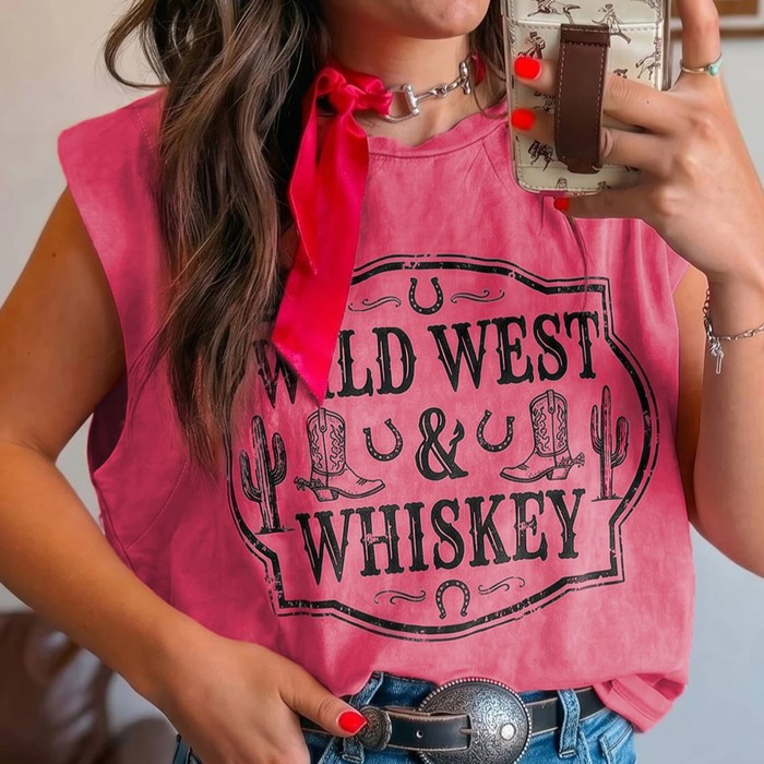 Wild West Whiskey Print Muscle Tank | S-XL