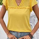  Sheer Lace Split Neck Ruffle Blouse | S-XL
