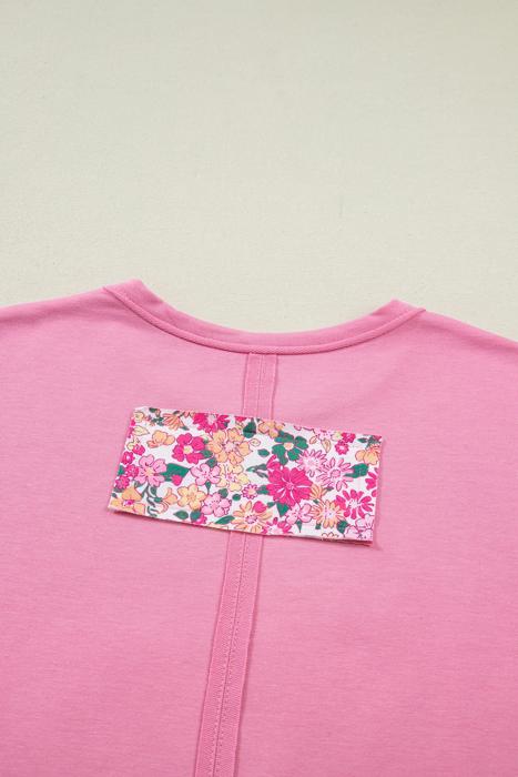 Bloom Patched Raw Seam Oversized Tee | S-XL
