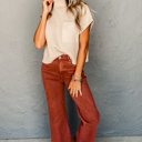  Pocket Ribbed Knit Short Sleeve Sweater | S-XL