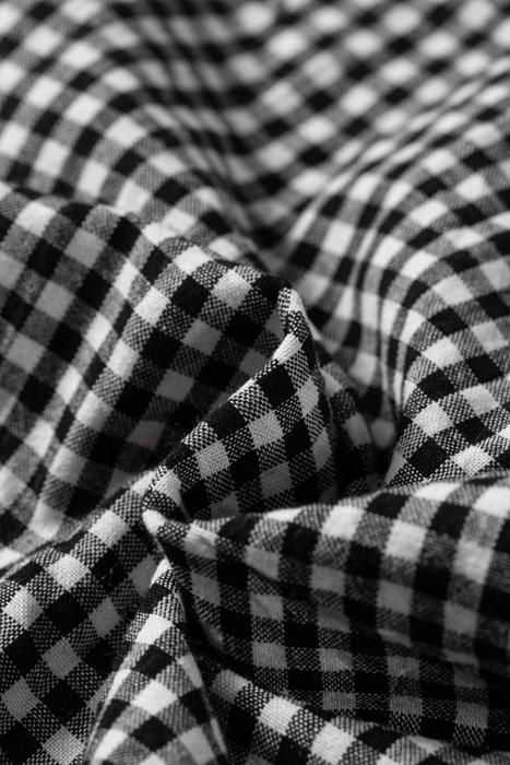 Plaid Shirred Cuff Long Sleeve Blouse | S-XL