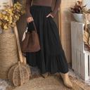  Ruffled Hem Tiered Denim Maxi Skirt | S-XL