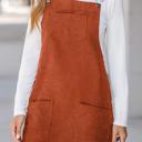 Small Cinnamon Front Pockets Corduroy Overall Dress