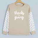  Thankful Vibes Patchwork Graphic Pullover | S-XL