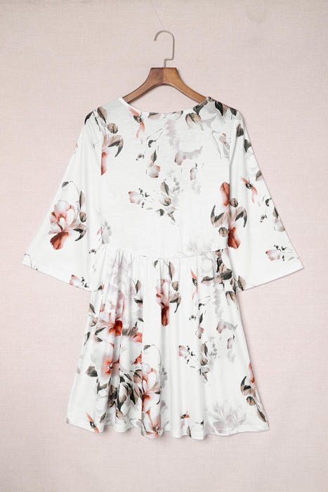 3/4 Sleeve Floral Dress | Free Shipping