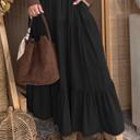  Ruffled Hem Tiered Denim Maxi Skirt | S-XL