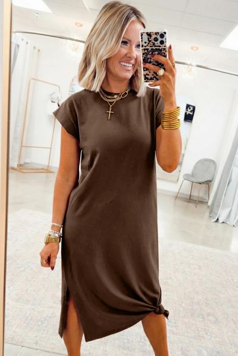 Solid Color Side-Slit Maxi Dress | S-XL