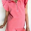  Ruffled Half Zipped Short Set | S-XL