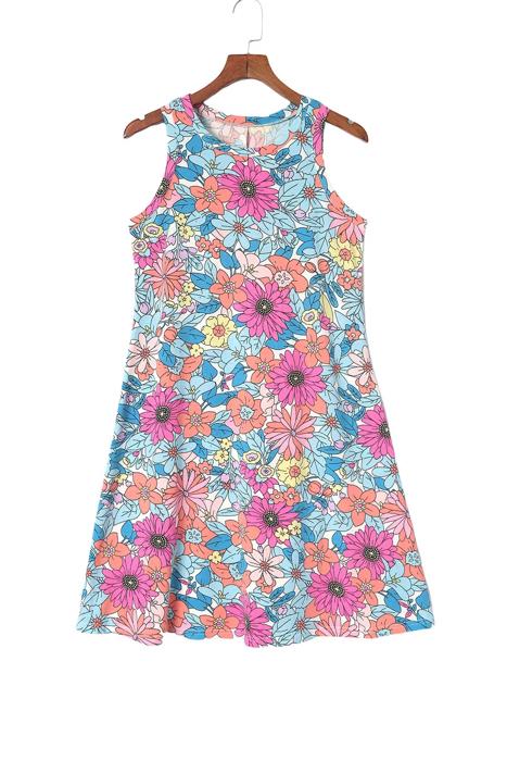 Colorful Sleeveless Floral Mini Dress |S-XL