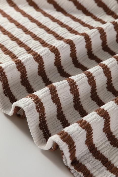 Striped Textured Hooded V-Neck Long Sleeve Top | S-XL