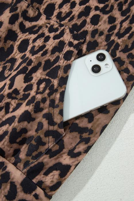 Striped Detail Leopard Matching Set | S-XL