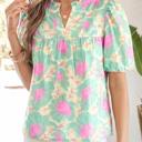  Floral Grace Bubble Sleeve Blouse | S-XL