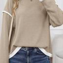  Contrast Trim Drop Shoulder Knit Top | S-XL