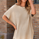  Short Sleeve Side Slit Oversized Sweater