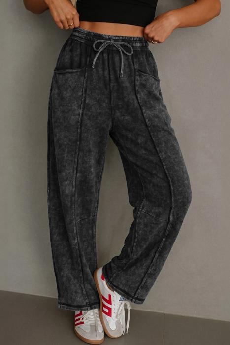 Raw Seam Drawstring Casual Barrel Pants | S-XL