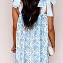  Floral Print Bow Strap Patchwork Mini Dress | S-XL